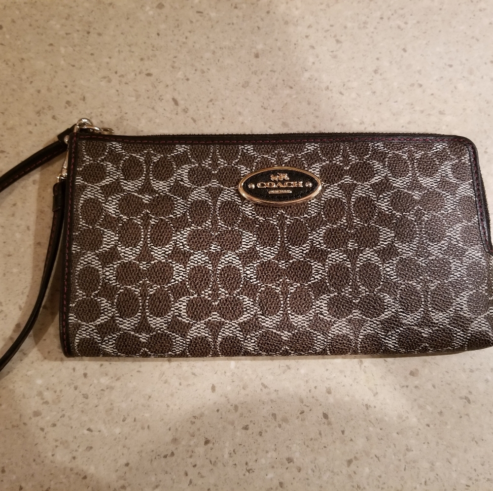 Leather Coach wristlet wallet